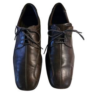 Johnston & Murphy Vintage Brown Leather Tie Square-Toe Men's Dress Shoe Size 9M